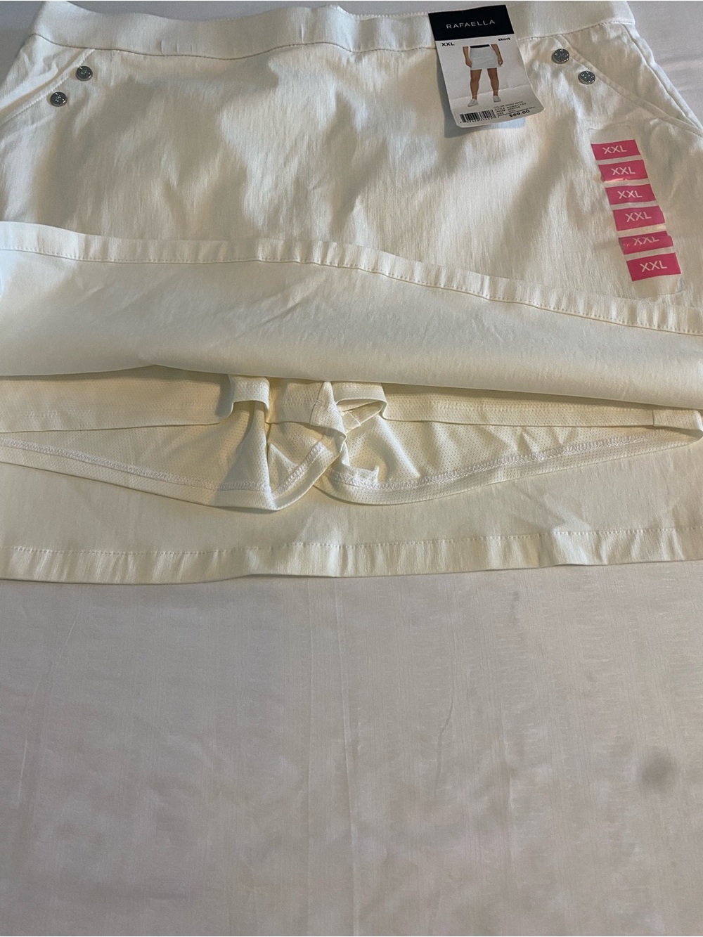 Rafaella Snow White Cotton Skort with Button Accents - Picture 8 of 11